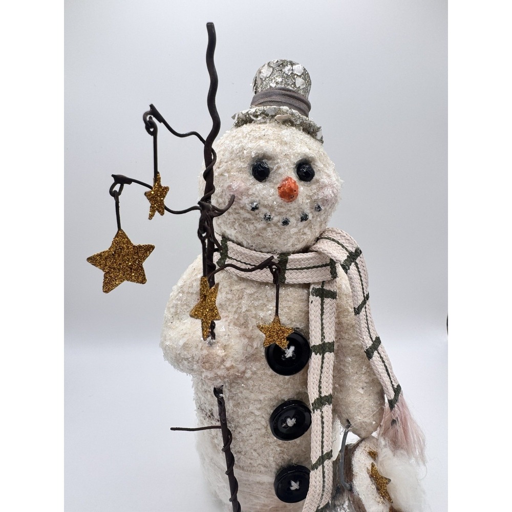 Katherine's Collection Snowman Figure Glitter Stars Scarf Christmas Decor 7.5" - Picture 2 of 11